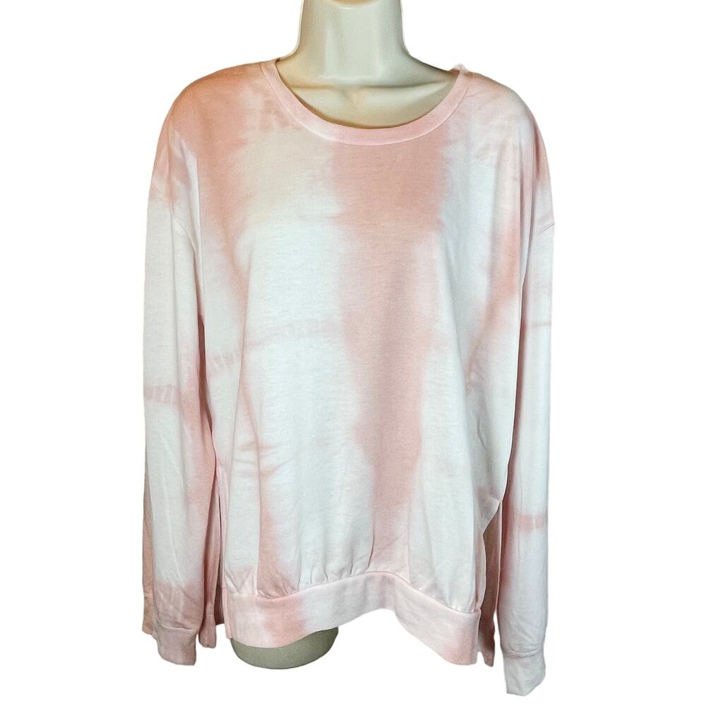 Max Studio Performance Pink Tie Dye Sweat Shirt, Size Large
